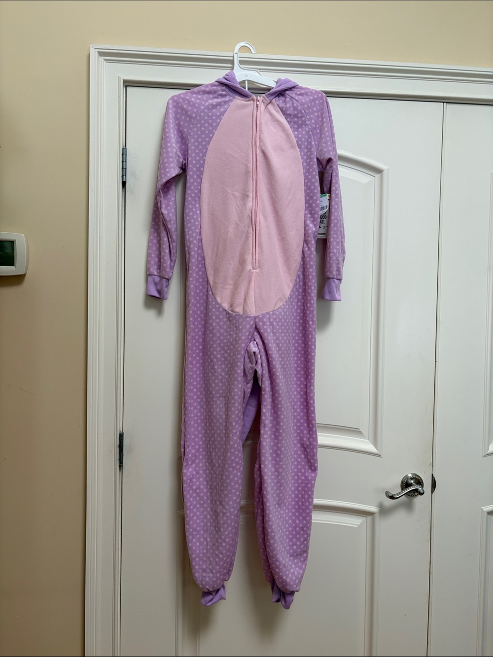 Joe Boxer Lilac Polka Dot Hooded One-Piece Footie with Pink Front